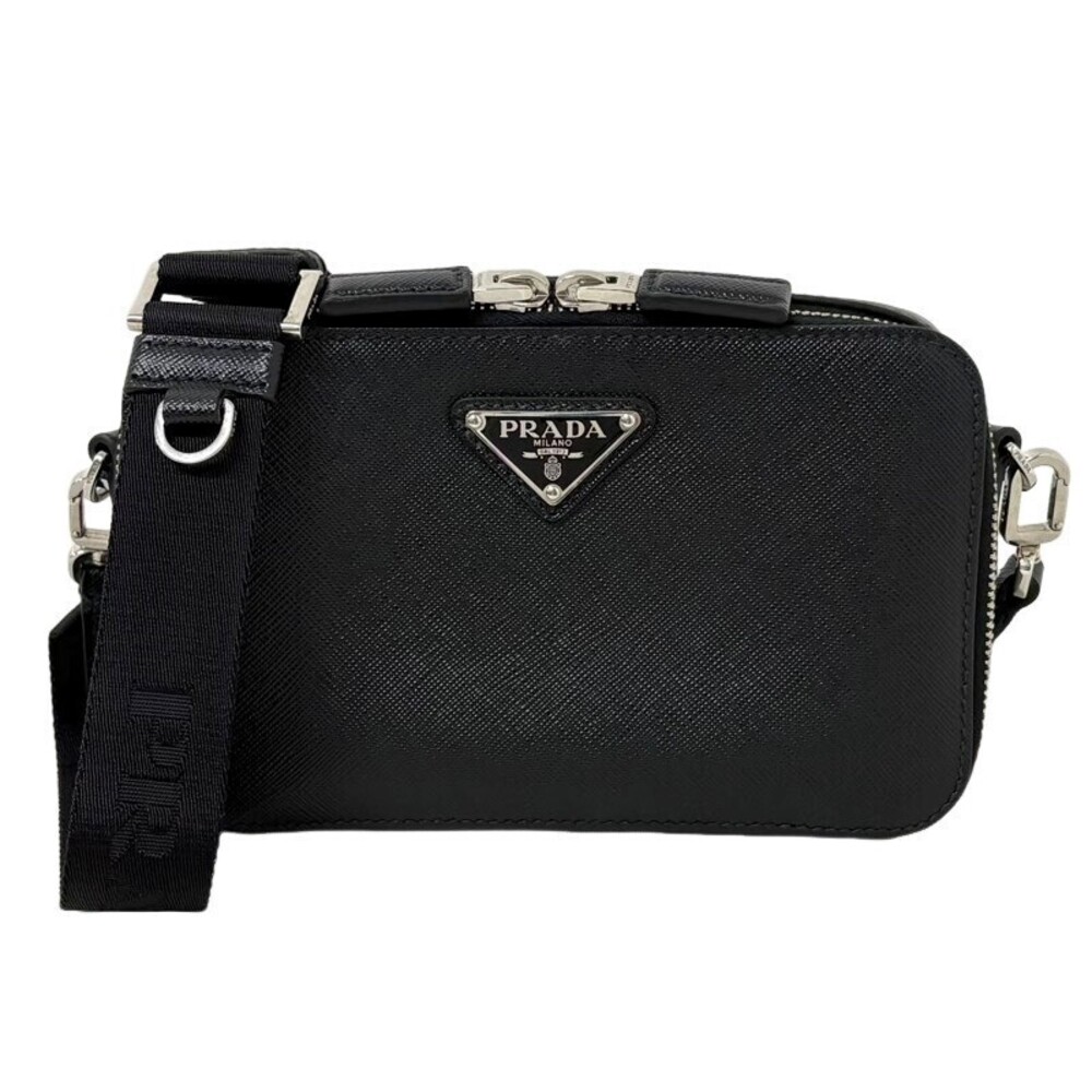 PRADA Brick Saffiano Leather Bag Black Shoulder
